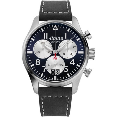 Alpina Mens Startimer Quartz Leather Strap Watch