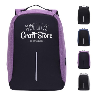 Zip Laptop Backpack w/ External USB Port