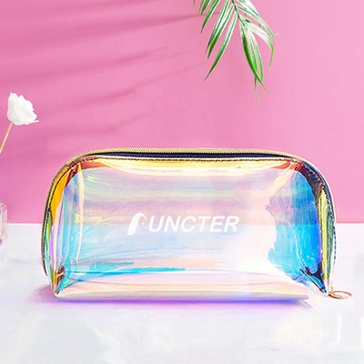 Iridescent Shell Makeup Bag, Clear Cosmetic Pouch (Large)