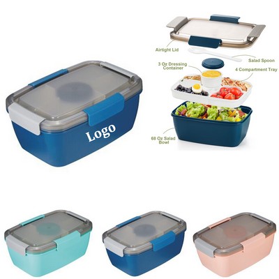 Salad Lunch Container With 4 Compartment Tray