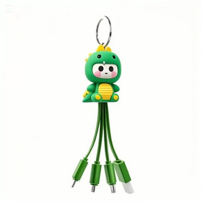 Custom Shape PVC 4-in-1 Charging Cable with Key Chain
