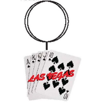 Spades Royal Flush Key Chain w/Clear Mirrored Back (2 Square Inch)