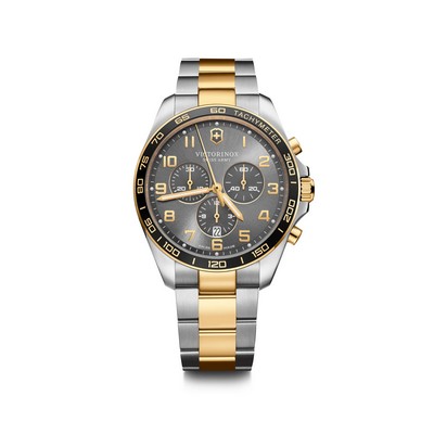 FieldForce Classic Chrono, 42mm, grey dial, black bezel, 2-tones SST bracelet
