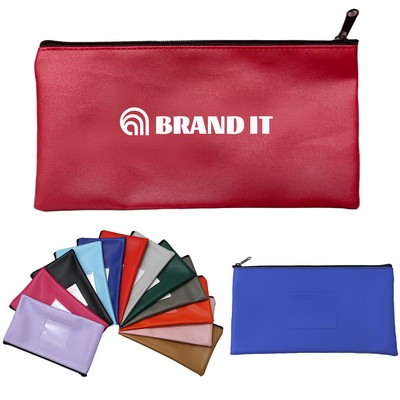 Zipper PU Leather Bank Deposit Bag
