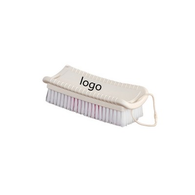 Extended-Handle Scrub Brush with Stiff Bristles for Collar Cuff and Fabric Cleaning