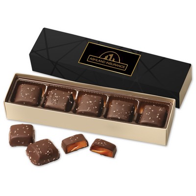 Chocolate Sea Salt Caramels Flight with Black Geometric Wrap