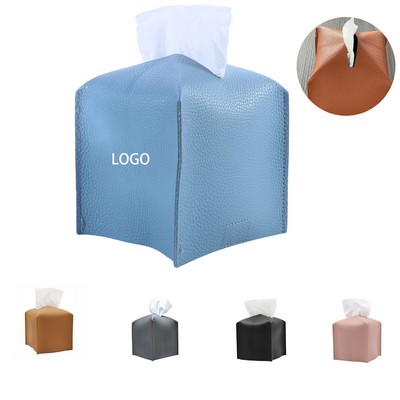 Square PU Leather Tissue Organizer