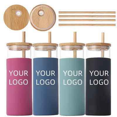 Silicone Reusable Straw Glass Cup