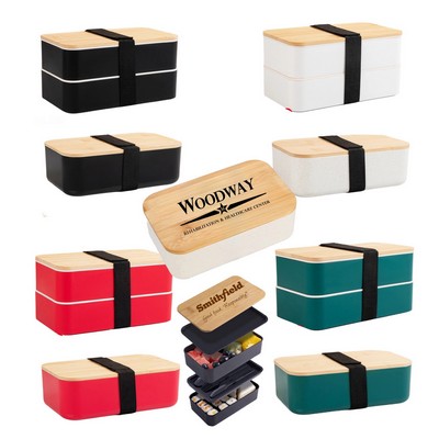 Custom ECO Single Layer and Stacklable Bento Box with Bamboo Lid