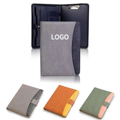 A4 Leather Portfolio Folder with Clipboard, Pen Holder and Storage