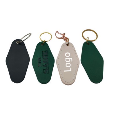 Vintage Diamond PU Leather Hotel Keychain