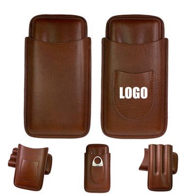 Cigar Leather Case with Cutter Pocket