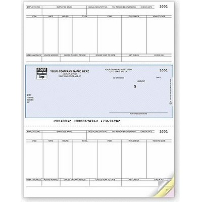 Laser OCR Payroll Checks (2 Part)