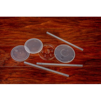 Reusable Translucent Stadium Cup Lid / Straw Cut (For 12 Oz. Cups)