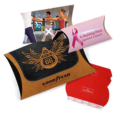 Four Color Custom Lip-N-Tape Pillow Box (10"x6"x2")