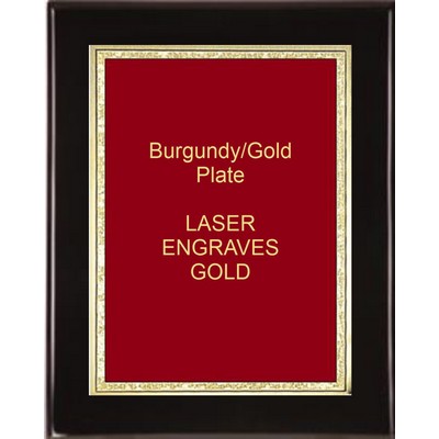 Black 8" x 10" Piano Finish Plaque - 6" x 8" Red/Gold Florentine Plate