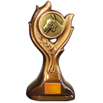 Stock Victory 9" Trophy with 2" Horse Coin and Engraving Plate