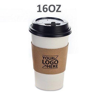 16 Oz. Paper Coffee Cups with Sleeve and Lid