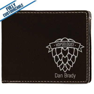 Black & Silver Leatherette - Bifold Wallet