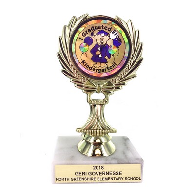 5 ¼" Trophy Rise w/ 2" Mylar Kindergarten Graduate Insert