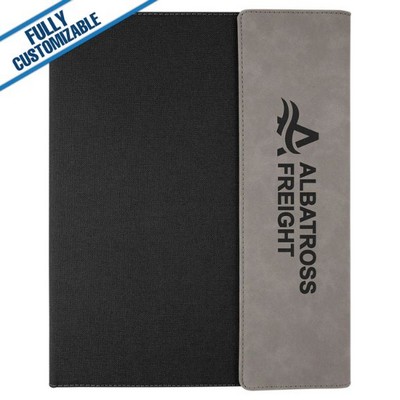 Gray Leatherette - 9.5X12" Gray Canvas Portfolio With Notepad