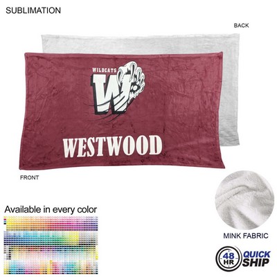 48 Hr Quick Ship-Plush and Cozy Mink Flannel Fleece Blanket, Sublimated Edge to Edge 1 side 30"x60"