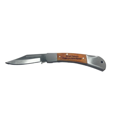 Wood Locking Pocket Knife