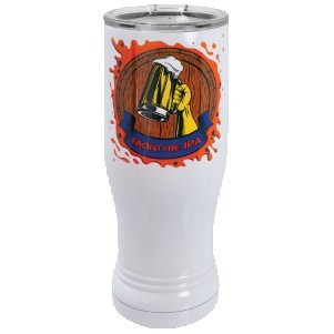 14 Oz. White Sublimatable Polar Camel Pilsner w/Clear Lid