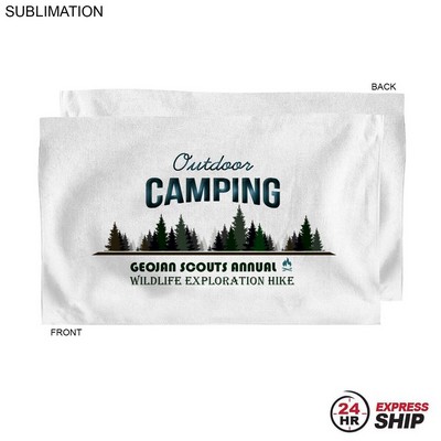 24 Hr Express Ship - Microfiber Dri-lite Terry Sports, Hand, Gym White Towel, Sublimated (15"x25")