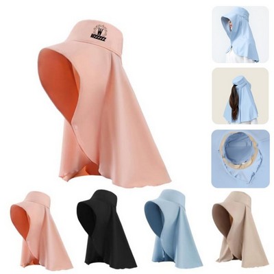 Breathable Ice Silk Sun Hat with Extended Neck Shawl