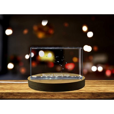 Marshall Islands 3D Engraved Crystal Trophy Award w/LED Base
