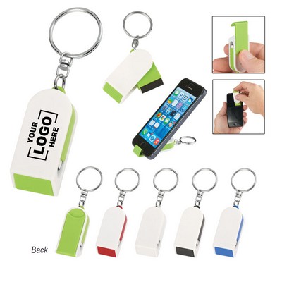 Phone Stand Key Chain w/Screen Cleaner