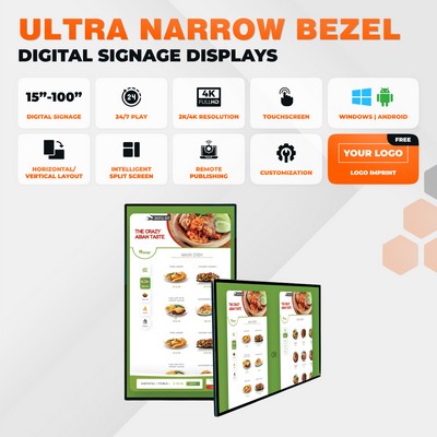 55" - Narrow Bezel Digital Signage w/o front glass Display Only