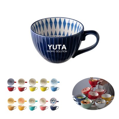12Oz Retro Ceramic Milk Cup For Home And Office