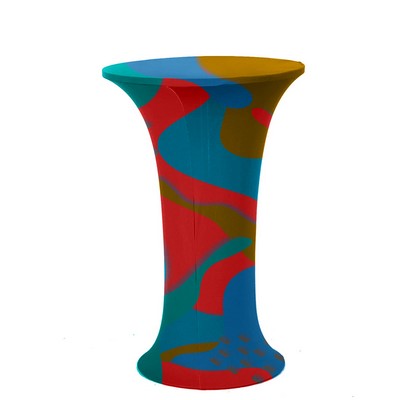 32 x 43" Custom Printed Table Cover, Spandex Cocktail Table Cover With Round Plate