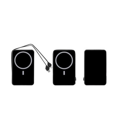 BACKPACK 15W Wireless/Wired Power Bank, Built-in Cable, 10,000 mAh