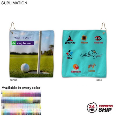 24Hr Express Ship -Colored Microfiber Dri-Lite Terry Golf Towel, Nofold, Sublimated 2 Side (12"x12")
