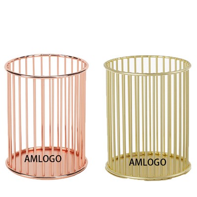 Metallic Wire Makeup Brush Organizer Pencil Cup