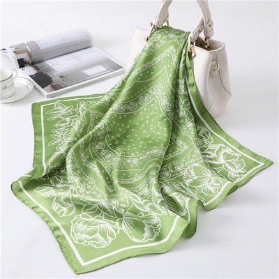 Custom 25.6" x 25.6" Silky Satin Square Scarfs Bandana for Women