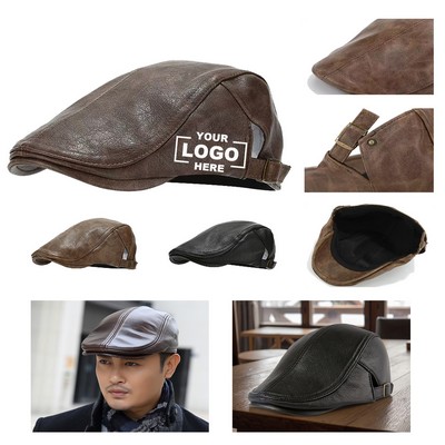 PU Leather Vintage Beret Hat