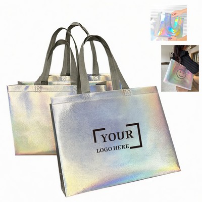 Iridescent Glossy Shopper Tote Bag