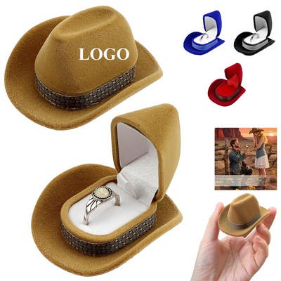 Flocked Cowboy Hat Ring Box