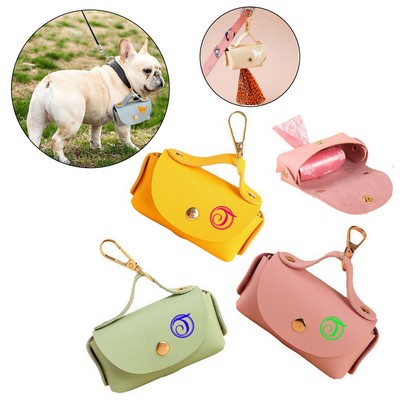 Portable PU Leather Dog Poop Waste Bag Dispenser