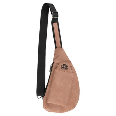 Blush Crescent Leatherette Crossbody Bag