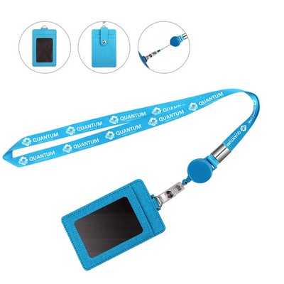Retractable Badge Reel Lanyard W/ Back Card Holder