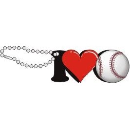 I Love Baseball Promotional Key Chain w/ Black Back (8 Square Inch)