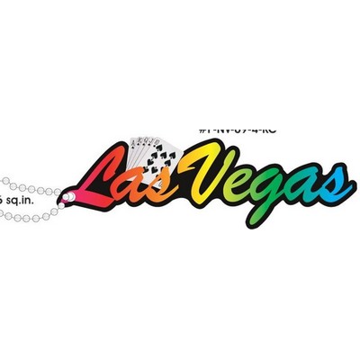 Las Vegas w/ Royal Flush Promotional Key Chain w/ Black Back (3 Square Inch)