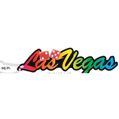 Las Vegas w/ Dice Promotional Key Chain on Black Back (12 Square Inch)