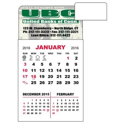 3-Month Adhesive Mini Calendar Pad w/Rounded Corners