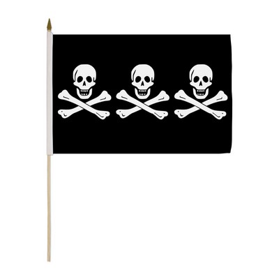 Custom Hand Held Flag w/1 Color Print (18" x 12")